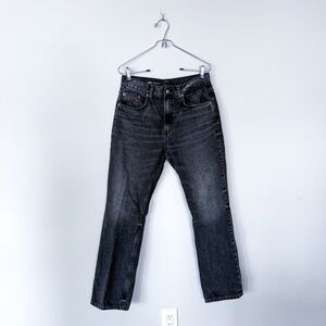 Zara Black Denim High Waisted Jeans Pants Straight Leg Lightly Faded
